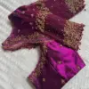 Purple Pink Net Aari Work Blouse