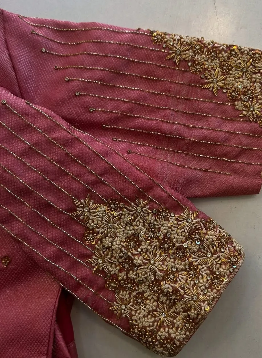 Rich Brick Red Zardosi Handwork Blouse