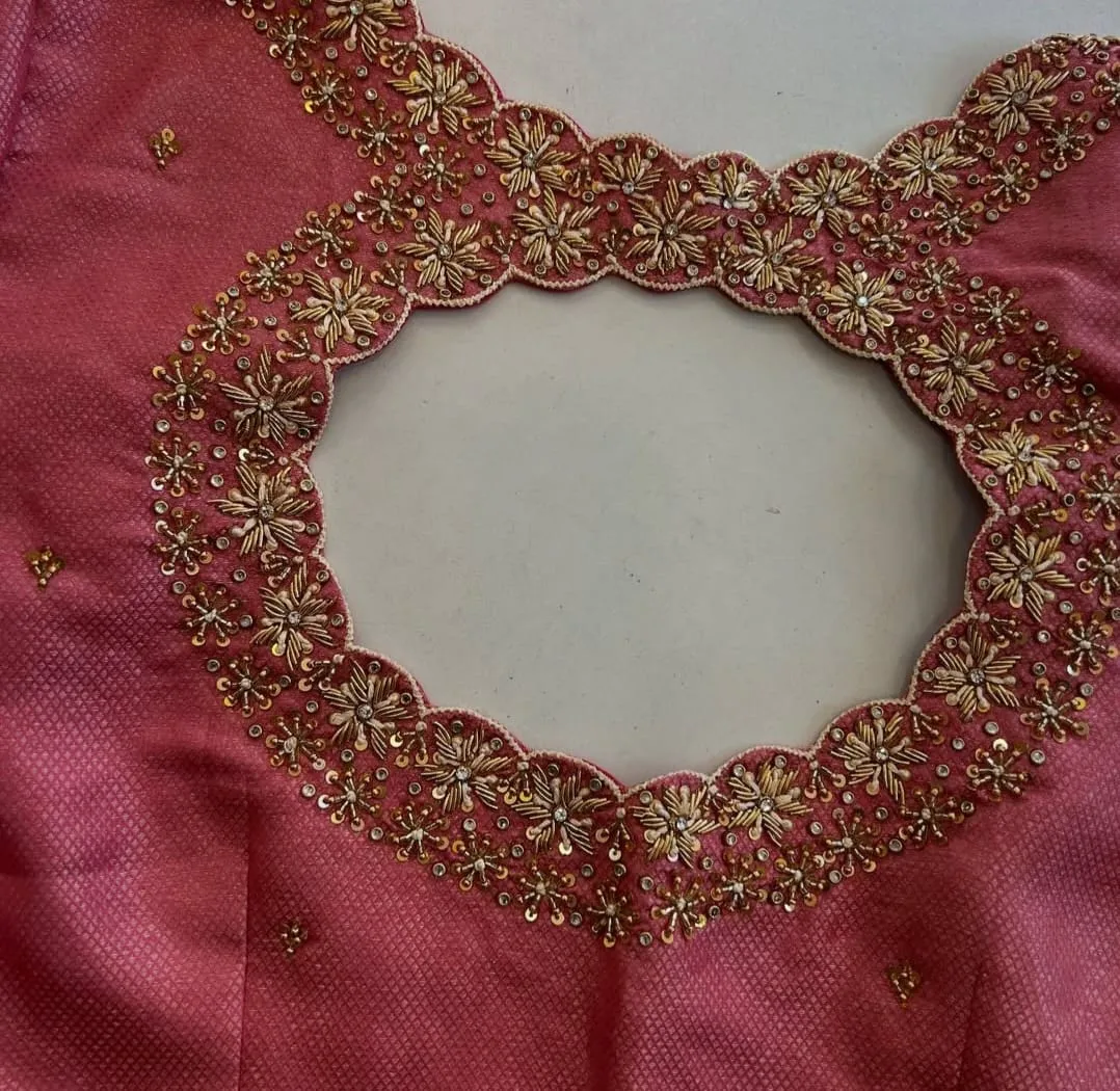 Rich Brick Red Zardosi Handwork Blouse