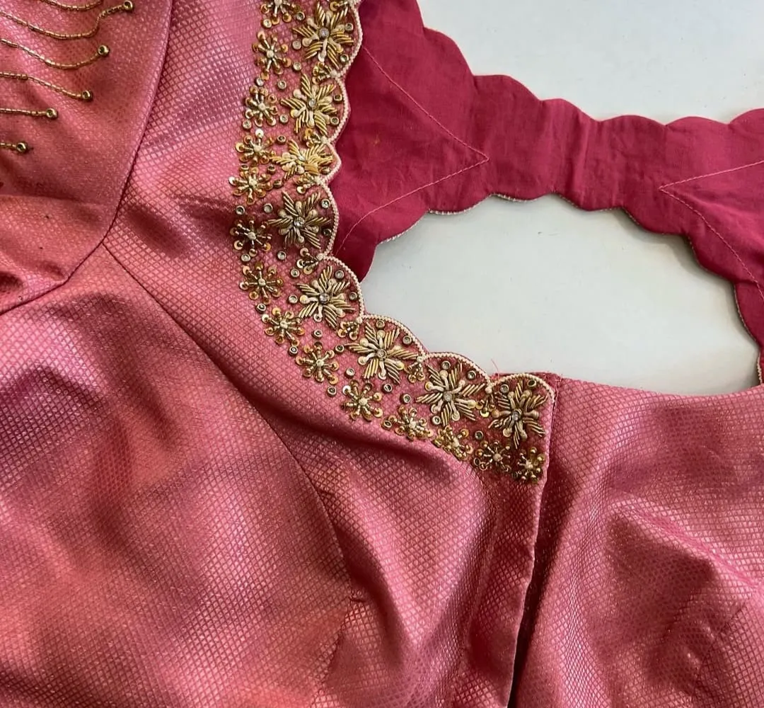 Rich Brick Red Zardosi Handwork Blouse