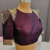 Rich Maroon Silk Puff Sleeve Blouse for Sarees
