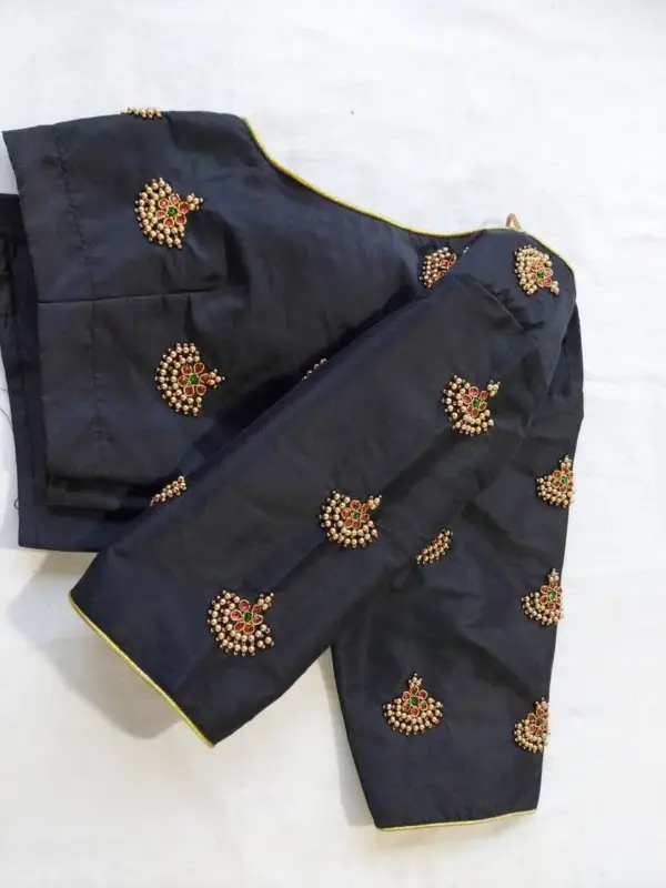 Stylish Black Kundan Blouse for Sarees