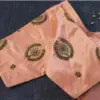 Stylish Peach Silk Blouse for Party Wear