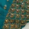 Stylish Rama Green Net Embroidered Blouse
