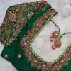 Traditional Bottle Green Maggam Work Blouse