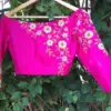 Blushing Beauty: Pink Full Sleeve Blouse with Luxe Floral Embroidery