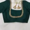 Bottle Green Raw Silk Blouse with Aari Detailing