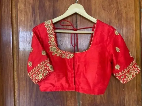 Bridal Red Zardosi Cutwork Aari Blouse