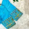 Ethereal Elegance – Sky Blue Maggam Work Blouse for Divine Looks