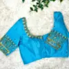 Ethereal Elegance – Sky Blue Maggam Work Blouse for Divine Looks