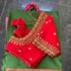 Exquisite Charm – Red Cutwork Blouse with Luxe Detailing