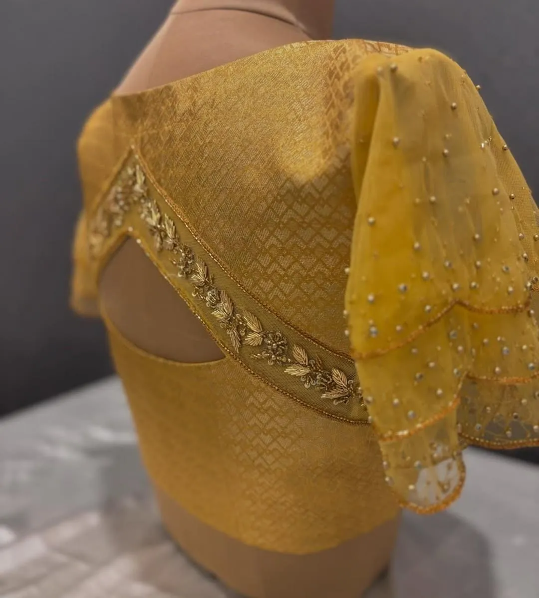 Golden Grandeur – Luxe Maggam Work Blouse for Royal Celebrations