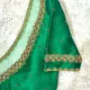 Graceful Charm – Green Net Raw Silk Blouse with Elegant Maggam Touch