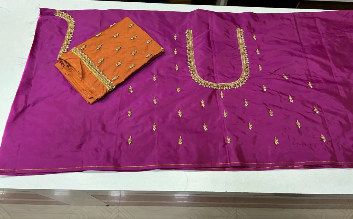 Graceful Minimal Border Work Blouse – Limited Time Offer