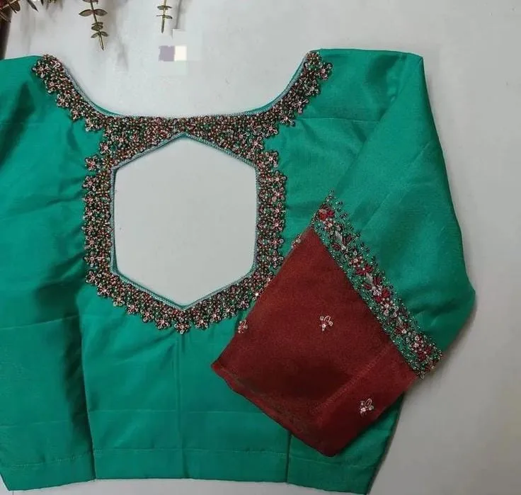 Graceful Parrot Green Designer Blouse – Perfect Blend of Tradition & Trend