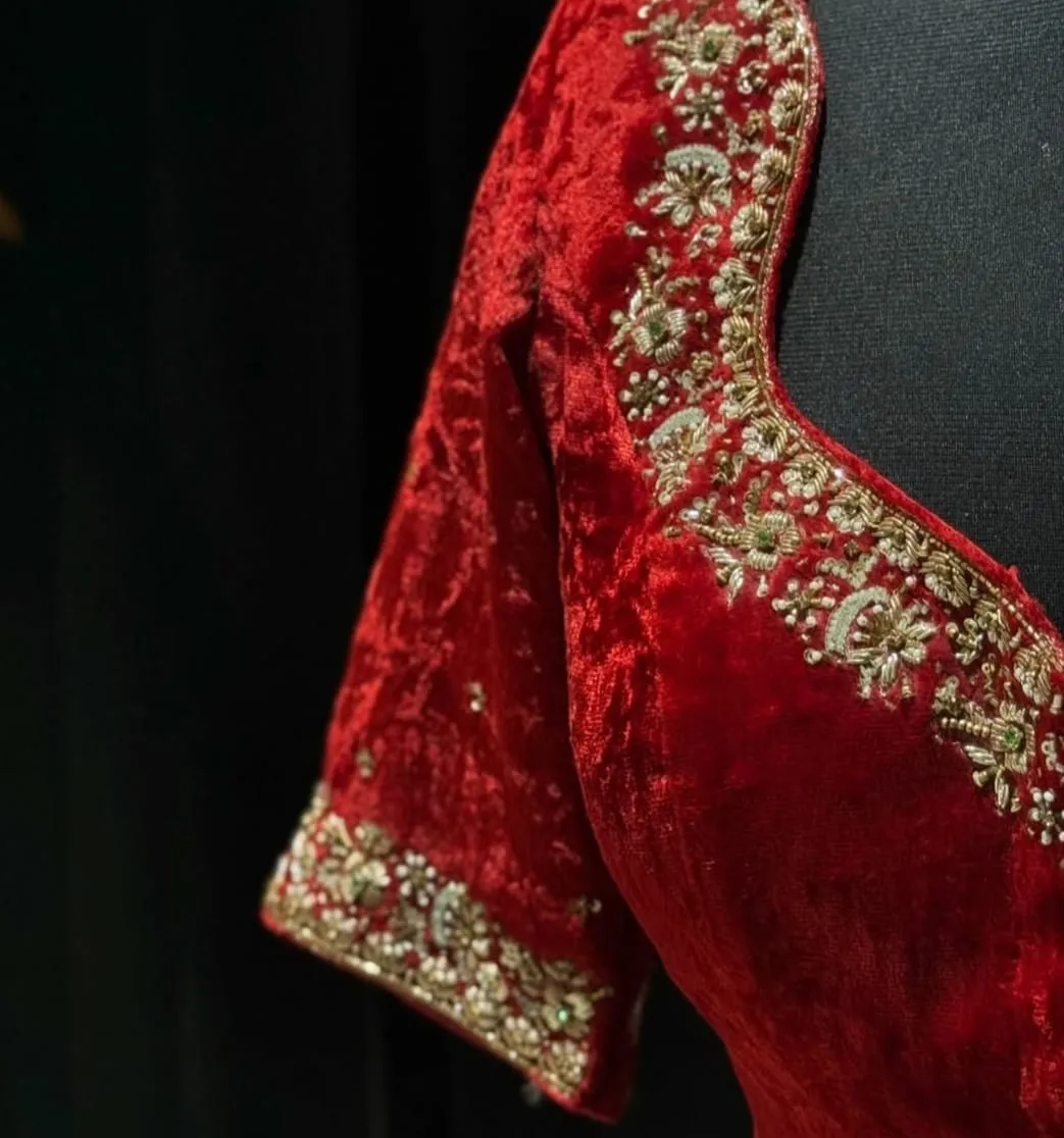 Luxurious Velvet Maggam Work Blouse – Trending Statement Piece!