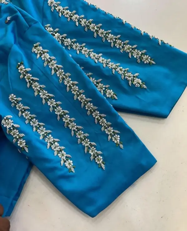 Magnificent Blue Bridal Blouse – Elite Sugar Beads Work for a Timeless Appeal