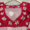 Majestic Bloom – Red Floral Maggam Work Designer Blouse