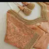 Peach Beaded Party Wear Designer Blouse