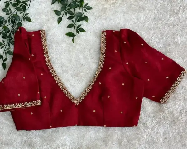 Power of Simplicity – Maroon Maggam Work Blouse in Classy Minimal Style!