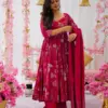 Stylish Aura Maroon Suit with Dupatta