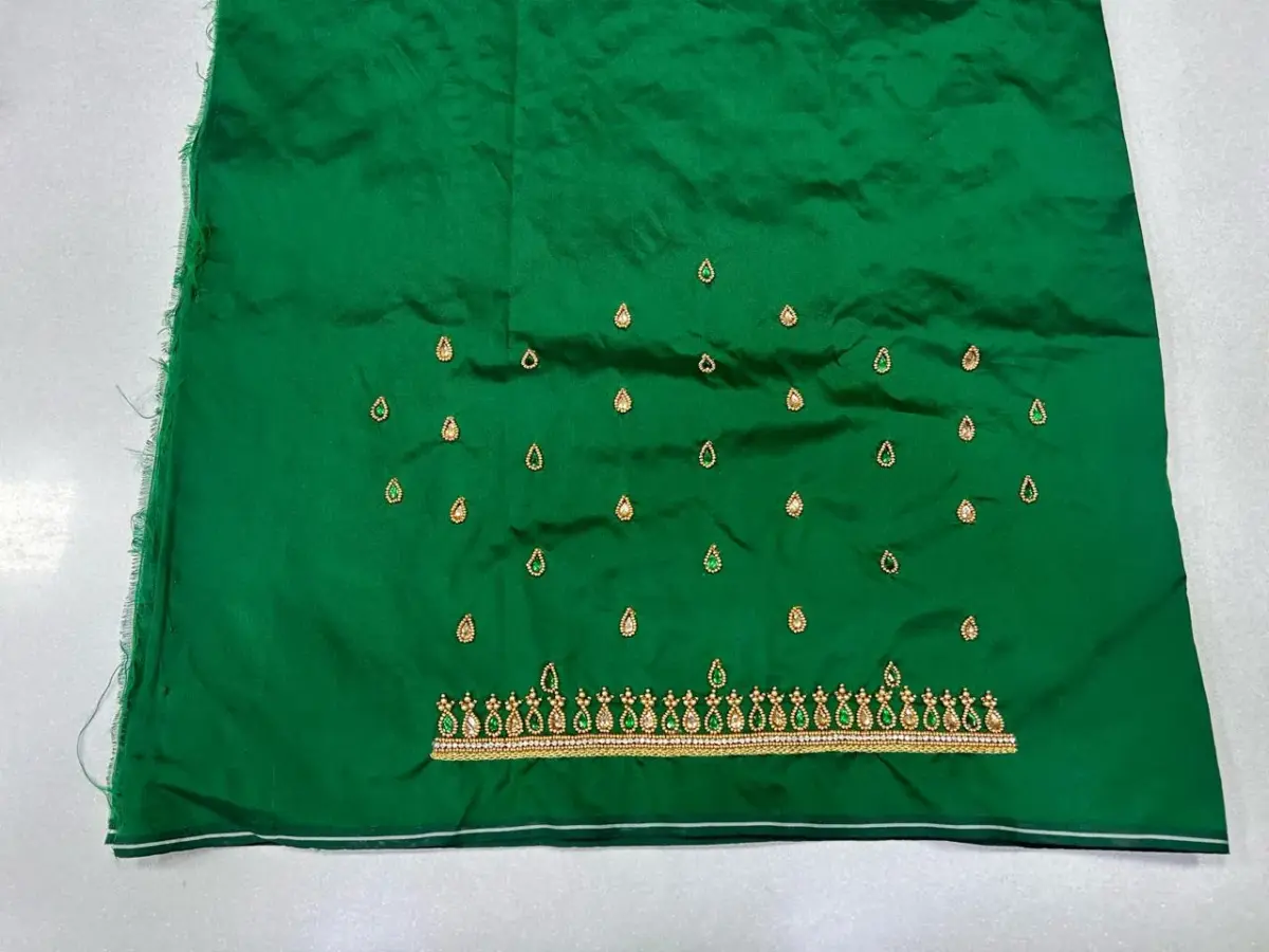 Subtle Sparkle – Designer Beads & Kundan Border Blouse at Best Price!