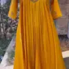 Vibrant Charm – Stunning Mustard Yellow Long Frock for Festive Vibes