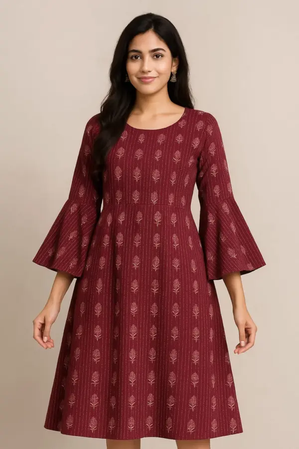 Artisanal Beauty – Premium Kantha Embroidery Frock for Elegant Occasions