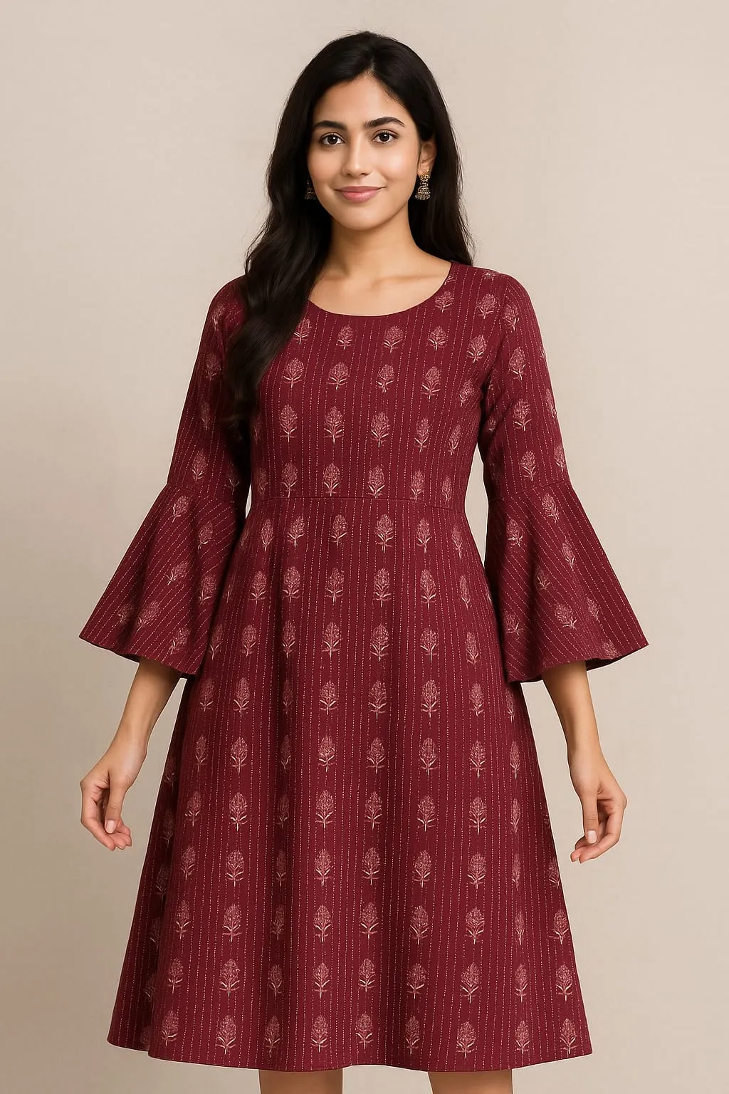 Artisanal Beauty – Premium Kantha Embroidery Frock for Elegant Occasions