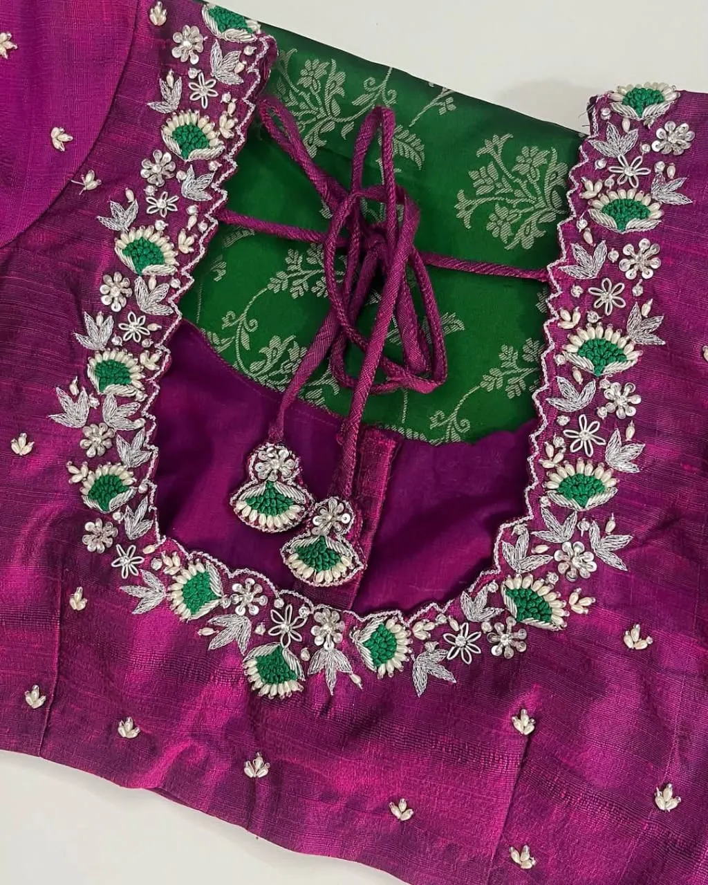 Bridal Perfection – Designer Pearl Embellished Net Blouse in Regal Purple