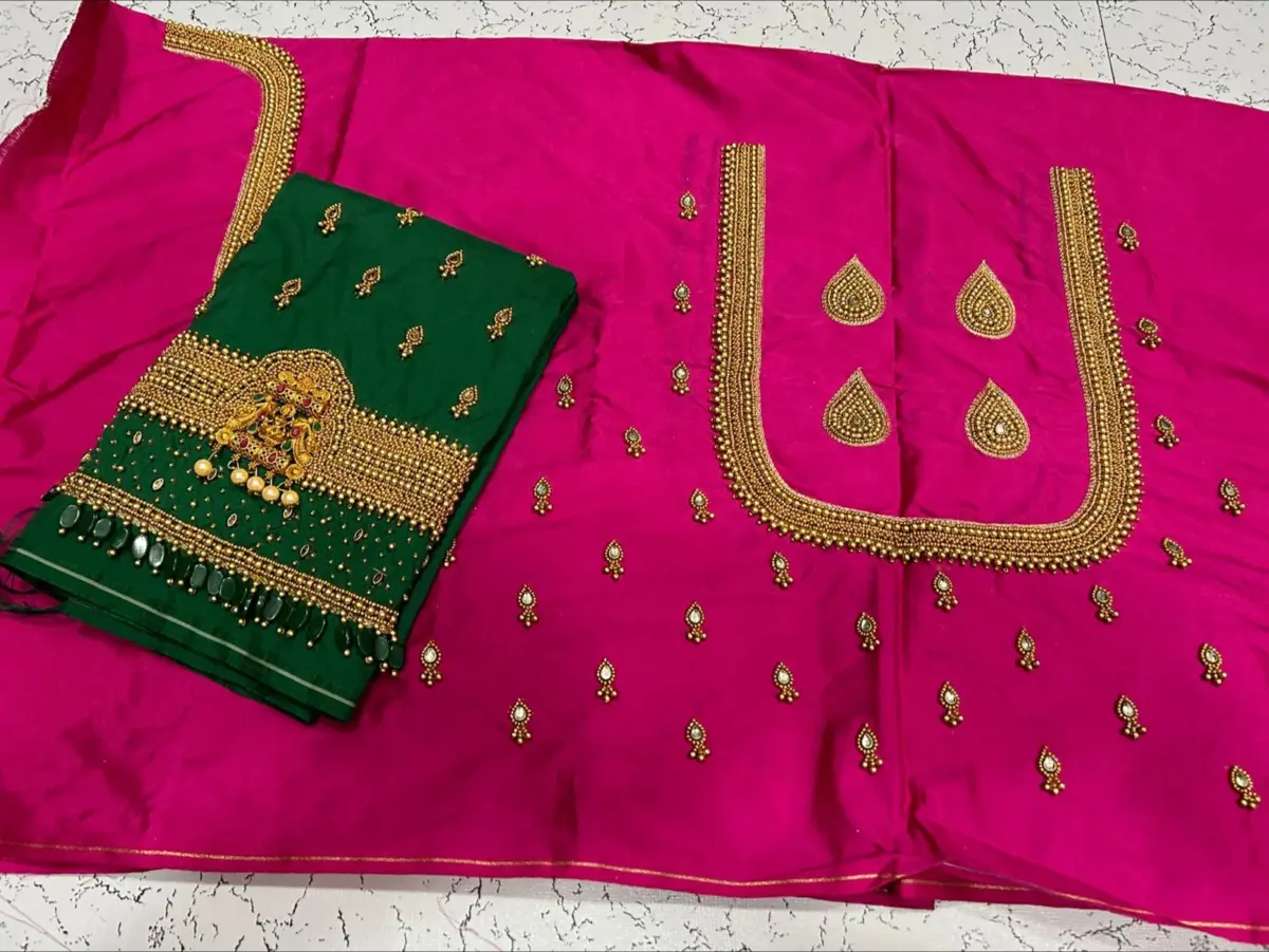 Divine Elegance – Laxmi Idol Maggam Work Blouse at Unbeatable Price