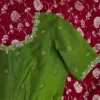 Elegant Charm – Green Raw Silk Minimal Maggam Work Blouse