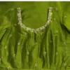 Elegant Charm – Green Raw Silk Minimal Maggam Work Blouse