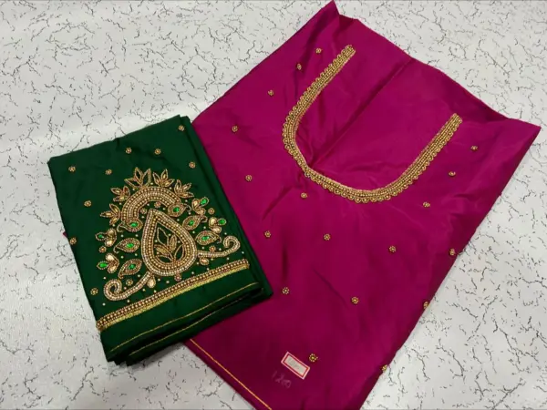 Elegant Mango Motif Aari Work Blouse – Timeless Craftsmanship for a Regal Look!