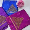 Elegant Traditional Checks Purple Aari Work Blouse – Limited Time Offer