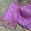 Enchanting Lavender – Designer Zardosi Work Blouse in Raw Silk