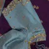Ethereal Elegance – Designer Turquoise Blue Bridal Maggam Blouse