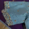 Ethereal Elegance – Designer Turquoise Blue Bridal Maggam Blouse
