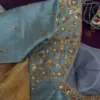 Ethereal Elegance – Designer Turquoise Blue Bridal Maggam Blouse