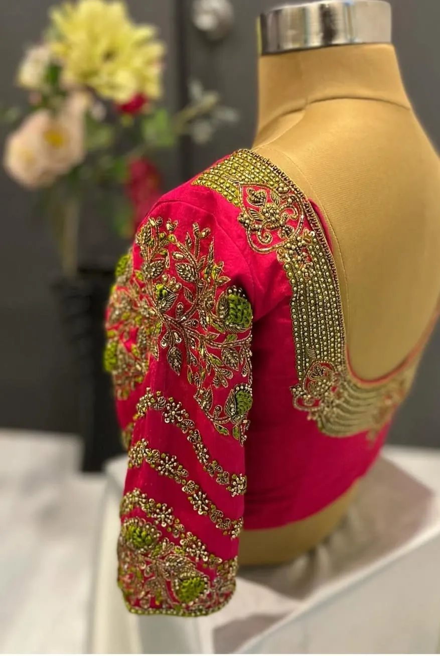 Exquisite Designer Wedding Blouse – Majantha Pink Perfection for Brides