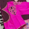 Gorgeous Rani Pink Raw Silk Blouse – Dazzling Maggam Work for Party Glam