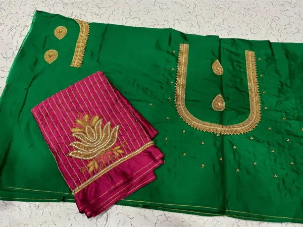 Grace Redefined – Lotus Lines Aari Beads Work Blouse for the Elegant You