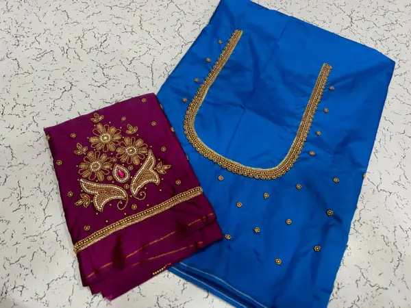 Graceful Green Floral Buti Aariwork Blouse – Limited Offer