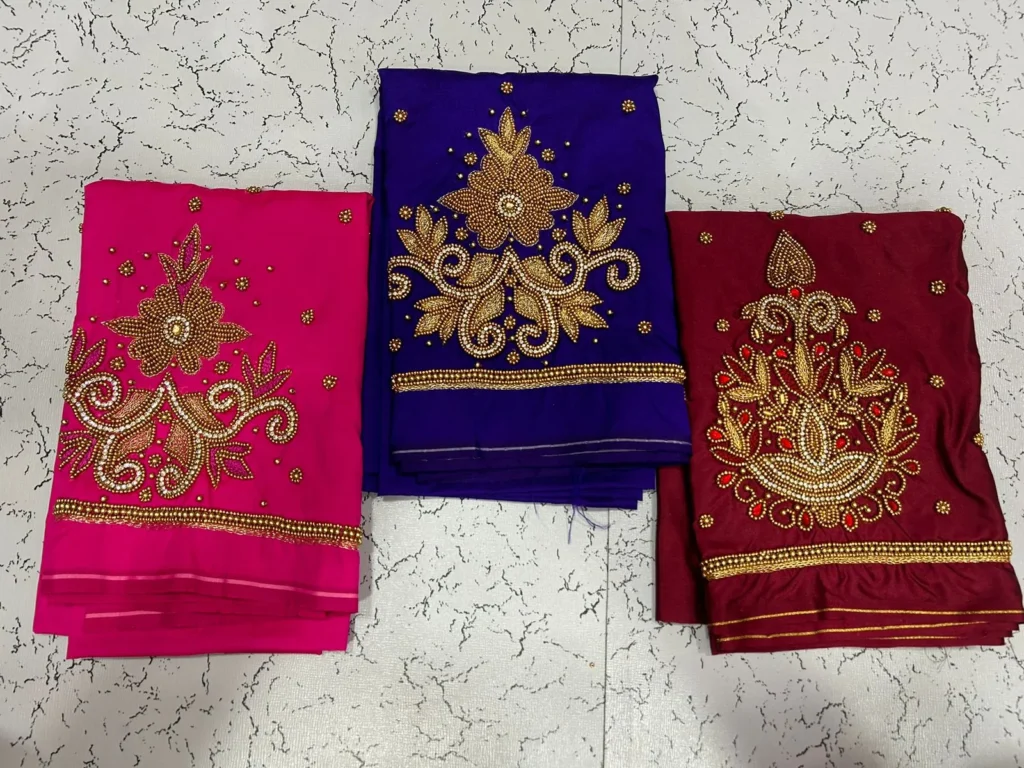 Graceful Green Floral Buti Aariwork Blouse – Limited Offer