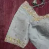 Luxury in Every Thread – Grey Raw Silk Zardosi Maggam Blouse