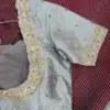 Luxury in Every Thread – Grey Raw Silk Zardosi Maggam Blouse