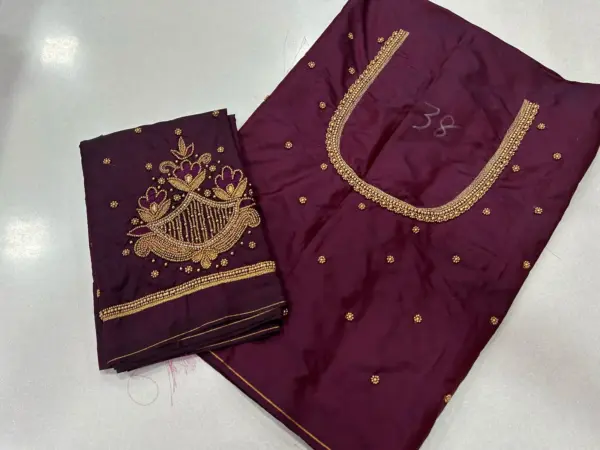 Majestic Dark Maroon Aari Work Blouse – Limited-Time Offer