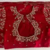 Radiant Elegance – Designer Red Blouse with Gold & Silver Maggam Highlights