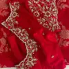 Radiant Elegance – Designer Red Blouse with Gold & Silver Maggam Highlights