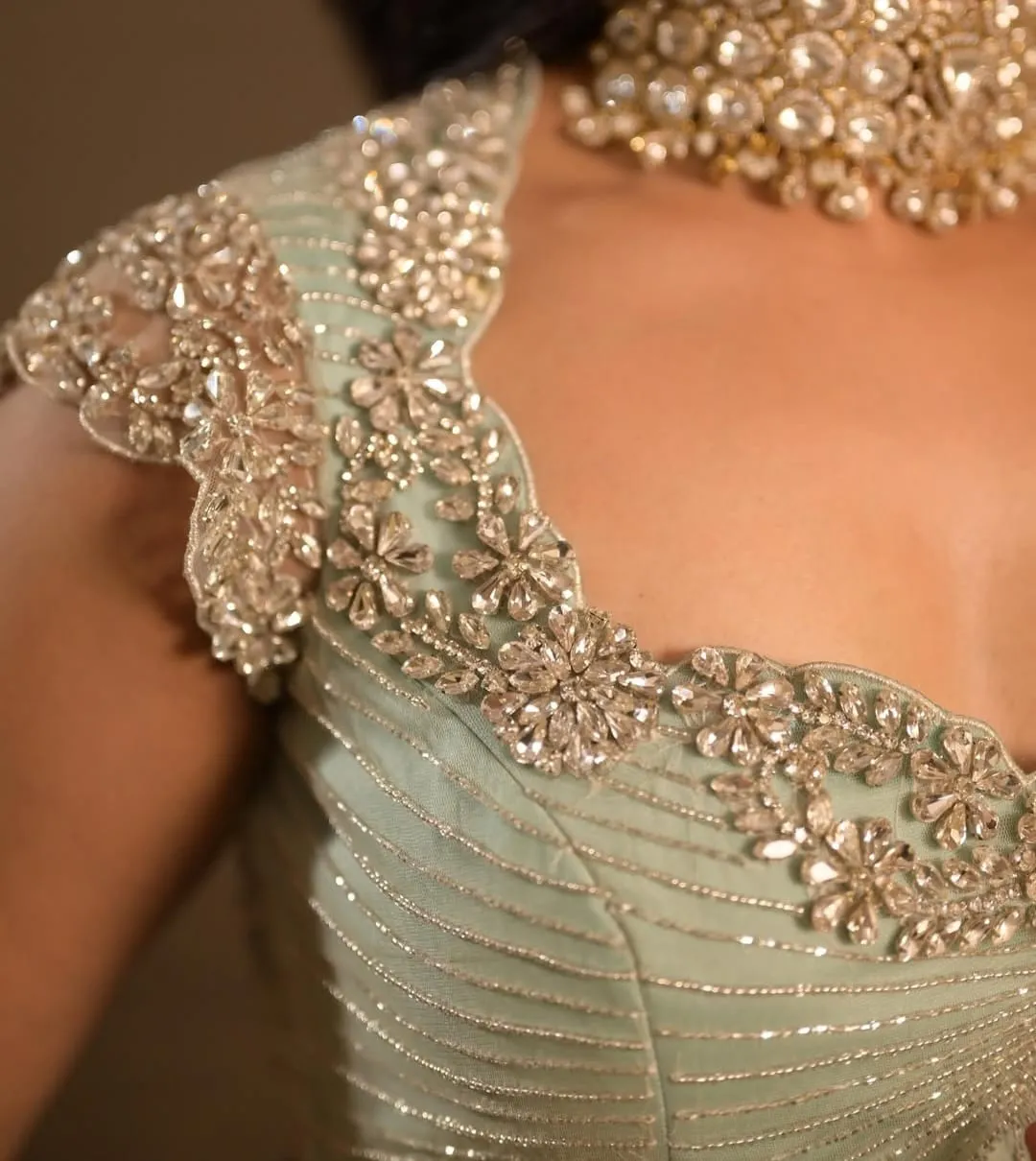 Shine Bright – Latest Net Stones Maggam Work Blouse for Glam Parties